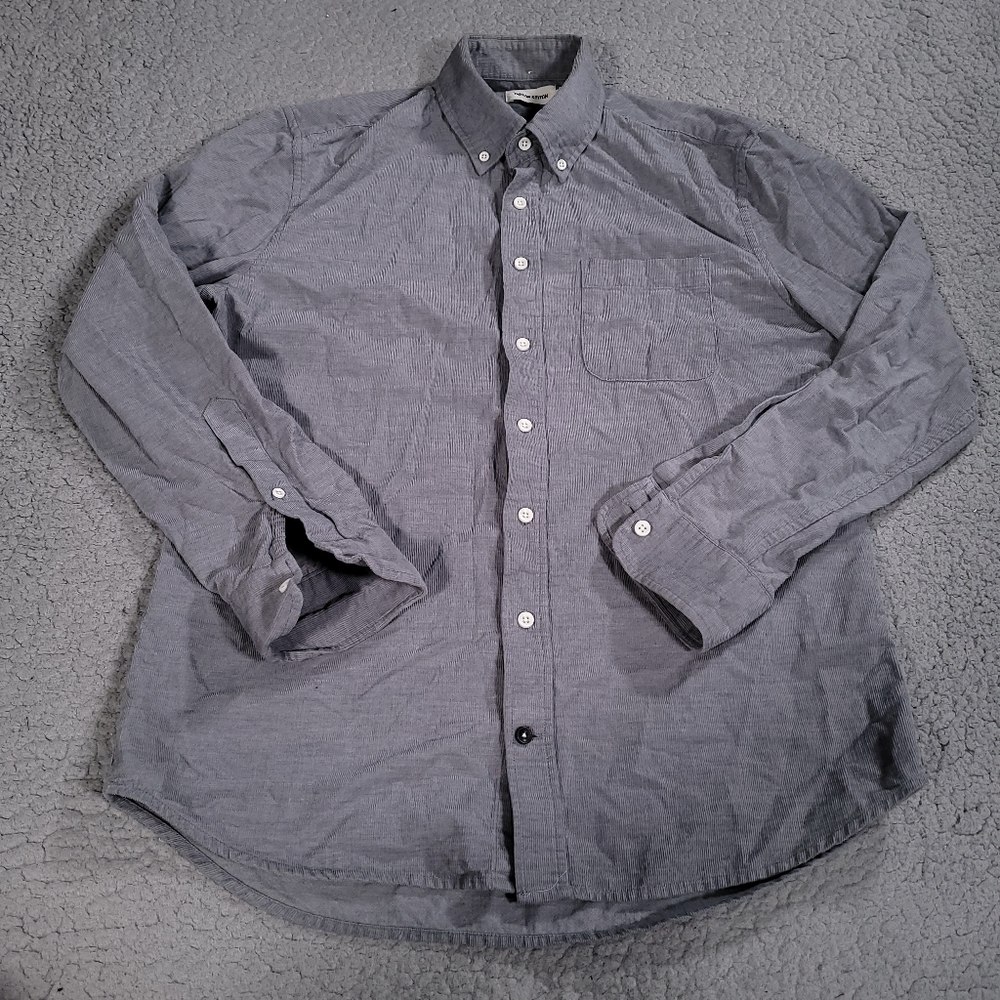 Taylor Stitch Shirt Mens 40 Gray Corduroy Long Sleeve Organic Cotton Button Up